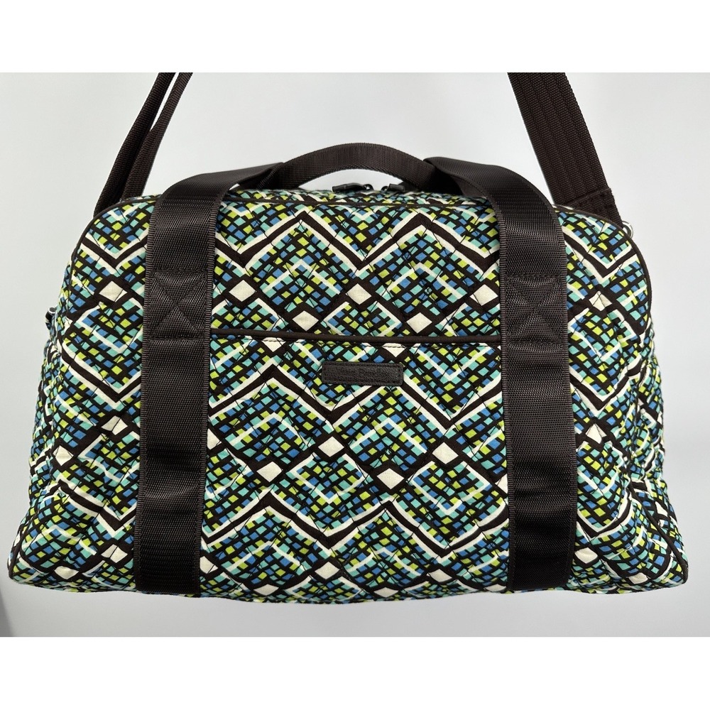 VERA BRADLEY Triple Compartment Travel Bag Carry On RAIN FOREST Green Blue